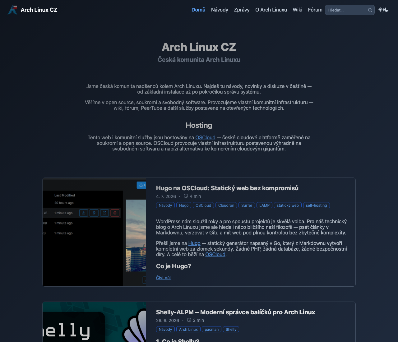 A blog.sh site dressed as a Hugo theme